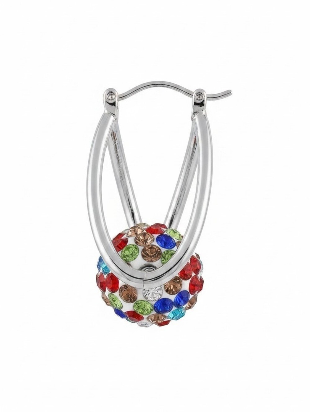Multi-Color Gemstone Hoop Earrings - Picture 2 of 2